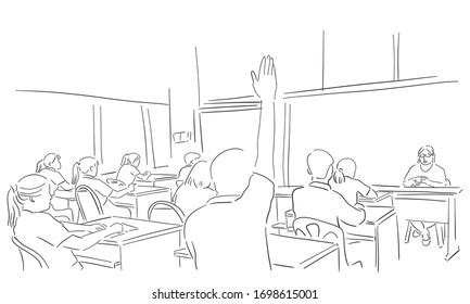 Students In Classroom Drawing