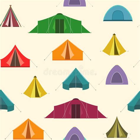 Seamless Colorful Tents Pattern. Stock Vector - Illustration of ...