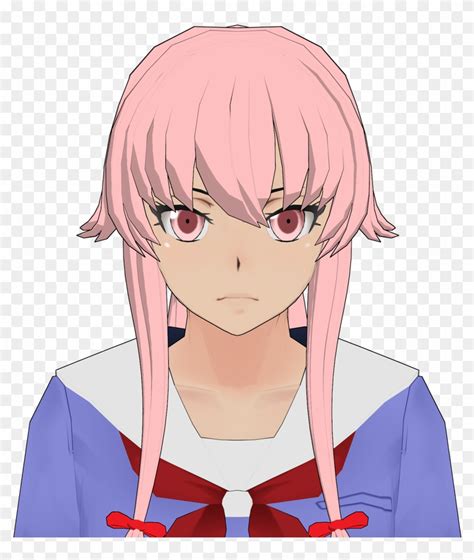 Mirai Nikki Yuno Gasai Hair Shadings And Outline Png - Anime, Transparent Png - 861x928(#1926157 ...