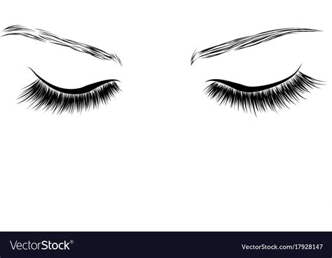 Closed female eyes drawing long eyelashes Vector Image