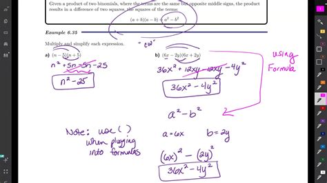 6.5 Special Products of Binomials Math 97 - YouTube