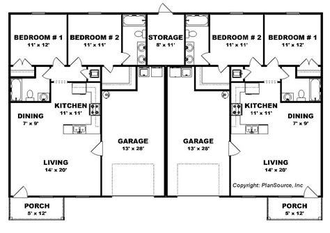 Bedroom Duplex Plan Garage Per Unit Open Floor Plans - JHMRad | #132622