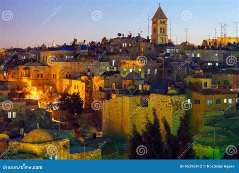 Jerusalem Old City at Night, Israel Stock Photo - Image of glow, dusk ...