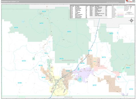 Washington County, UT Wall Map Premium Style by MarketMAPS