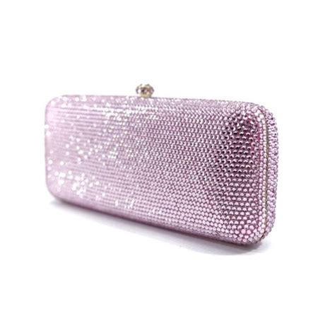 Pink Solid Color Slim Rectangular Rhinestone Purse Evening Bag