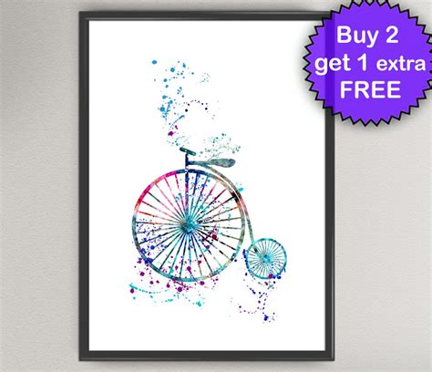 OLD BICYCLE Watercolor Art Print Ink Vintage Bicycle Painting - Etsy