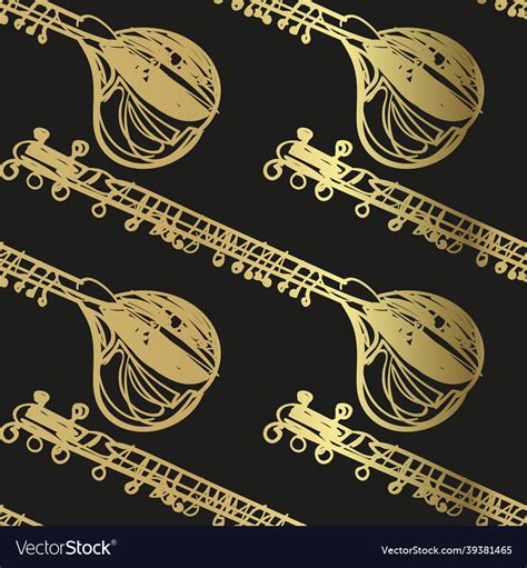 Sitar veena sketch isolated design element Vector Image