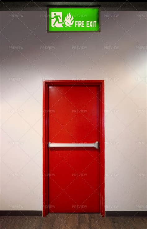 Red Fire Exit Door And Fire Exit Sign - Stock Photos | Motion Array