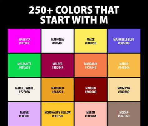 250+ Colors that Start with M (Names and Color Codes) – CreativeBooster