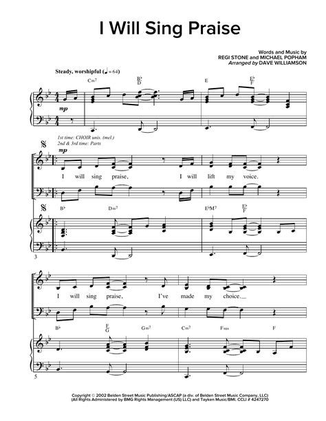 I Will Sing Praise | Sheet Music Direct