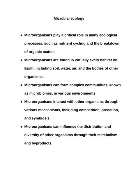 Microbial ecology - Google Docs - Microbial ecology Microorganisms play a critical role in many ...