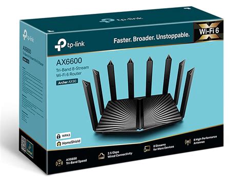 TP-Link Archer AX90 WiFi 6 AX6600 Router - Tri Band 8-Stream Gigabit Router, MU-MIMO, Dual WAN ...