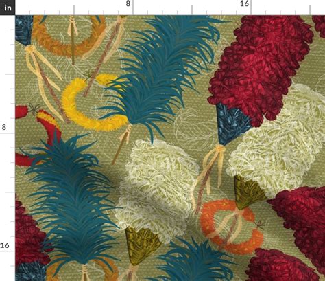 Hawaiian Featherwork Kahili and Lei Fabric | Spoonflower