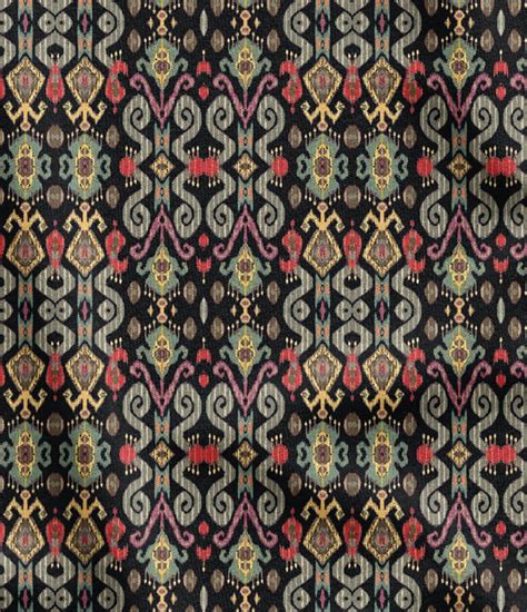 Black Ikat Pattern Fabric by the Meter, Ethnic Home Decor Fabric ...