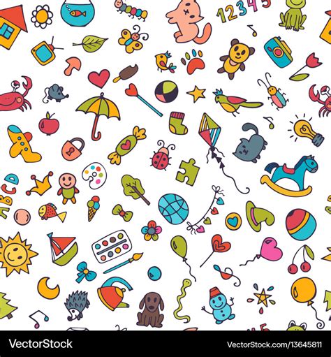 Doodle children background seamless pattern for Vector Image