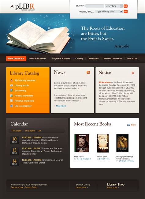 Library Website Template #19812