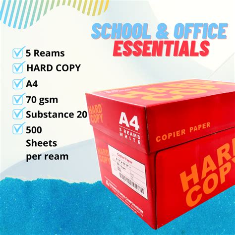 Hard Copy Bond Paper A4 Size 70gsm Substance 20 Copy Papers, Inches X Inches Authentic Set Of ...