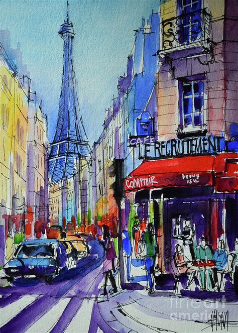 PARIS RUE SAINT DOMINIQUE - watercolor painting Mona Edulesco Painting by Mona Edulesco - Fine ...