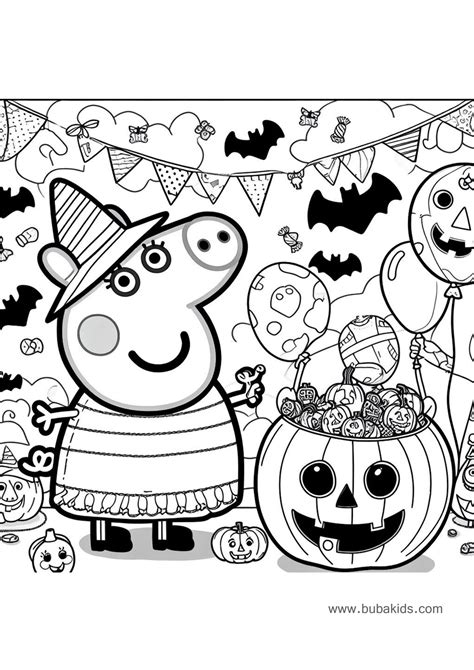 Peppa pig halloween party coloring page | BubaKids.com