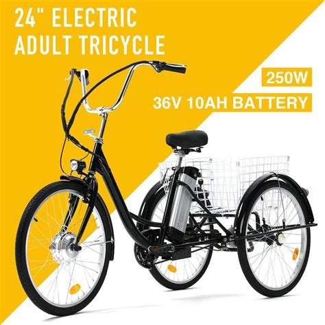 24" ADULT THREE-WHEELED ELECTRIC BICYCLE W/BASKET: find the best deals ...