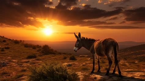 Premium AI Image | Donkey observing sunset in Bulgaria and its unique European form silhouette ...