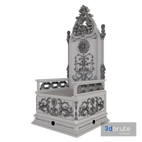 Stone throne with carved elements 3d model Buy Download 3dbrute