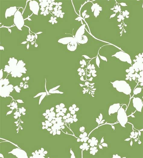 White Trailing Floral Modern Toile Green Wallpaper | Etsy in 2021 | Green wallpaper, York ...