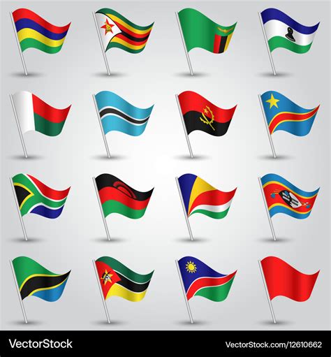 Set flags southern africa Royalty Free Vector Image