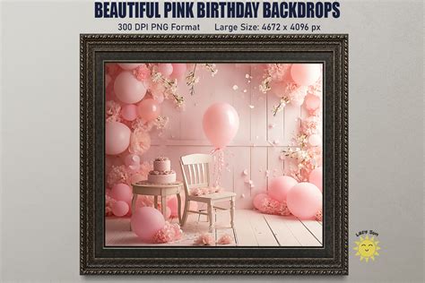 Beautiful Pink Birthday Backdrop Graphic by Lazy Sun · Creative Fabrica