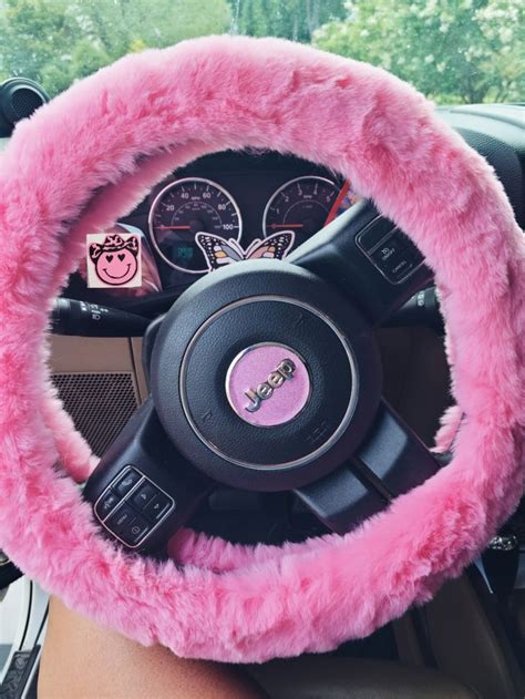 Pink jeep wrangler pink fuzzy steering wheel cover in 2023 | Pink car ...