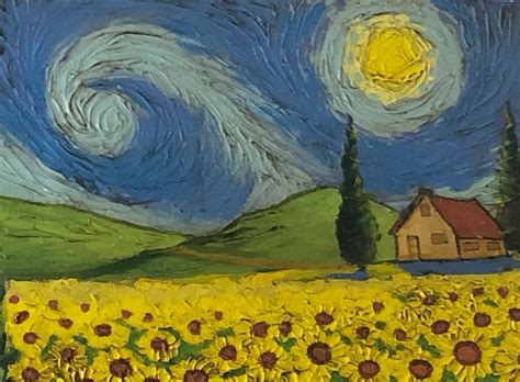 Sunflower Field by Vincent Van Gogh 1888 Signed Original Painting Oil on Canvas - Etsy