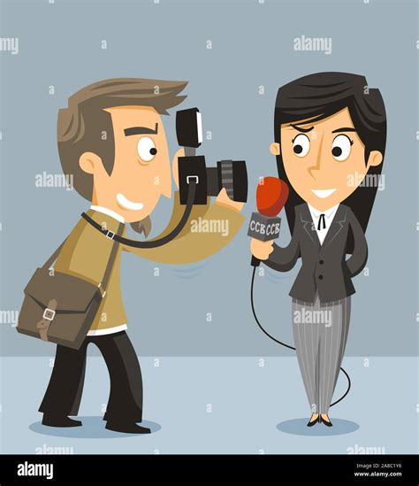 Journalist News Reporter With Camera, vector illustration cartoon Stock ...