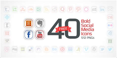 40 Free Bold Social Media Icons (PNGs & Vector File)