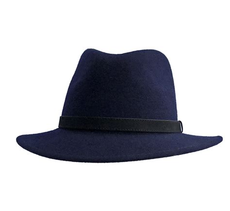 navy blue wool felt fedora hat - rose and bows