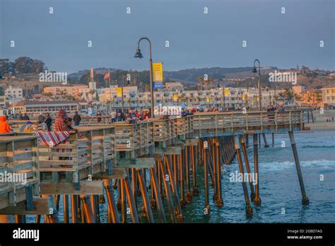 The Pismo Beach Pier on the Pacific Ocean in Pismo Beach, San Luis ...