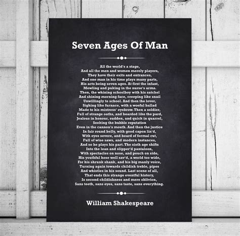 Seven Ages of Man by William Shakespeare William Shakespeare - Etsy UK