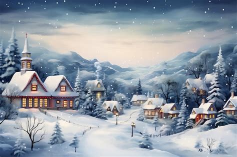 Premium AI Image | VintageStyle Christmas Village with Snow Generative AI