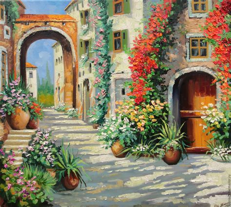 Oil painting Italian street – купить на Ярмарке Мастеров – 984L3COM | Pictures, Rossosh