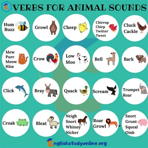 Verbs for Animal Sounds in English - English Study Online | Animal ...