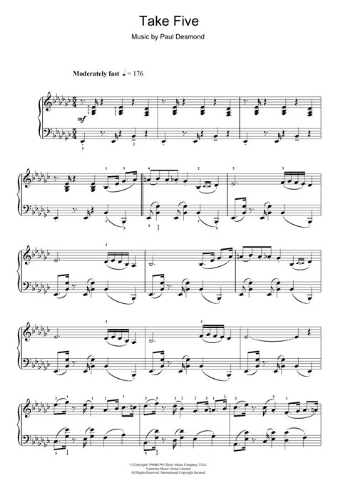 Take Five Sheet Music Dave Brubeck Piano Solo | ubicaciondepersonas ...