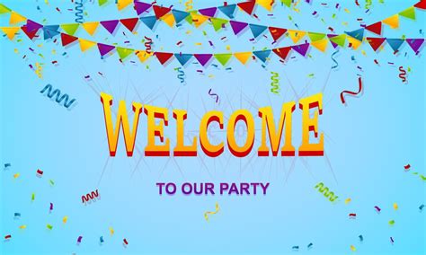 welcome banner with confetti and flags in soft blue background 11535997 Vector Art at Vecteezy