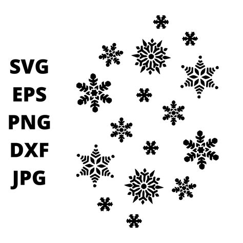 Black and White Snowflakes SVG Clipart Snowflakes Image - Etsy