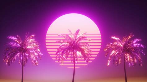 Glowing Palm Trees Synthwave Backdrop 40292187 Stock Video at Vecteezy