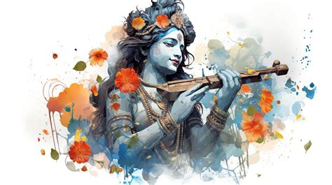 Premium AI Image | Lord Krishna and playing flute on the occasion of ...