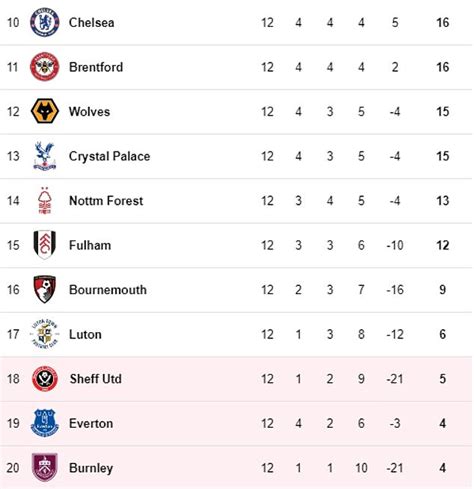 REVEALED: How the Premier League table looks now after Everton are ...