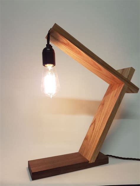 hand made wooden lamp table lamp … | Wood lamp design, Wooden desk lamp ...