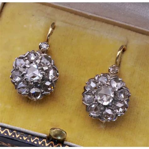 Antique Victorian Diamond Earrings 18k Yellow Gold, S… - Gem
