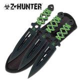 Z Hunter Zombie Triple Knife 3 PC Throwing Set 7.5" Green & Black - 07 – Atlantic Knife Company