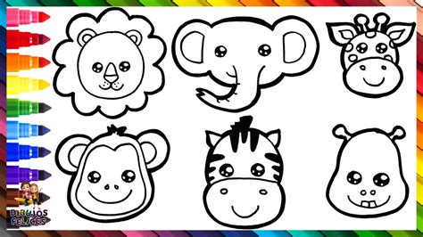 Dibuja y Colorea Animales Salvajes 🦁🐵🦓🐘🦒🦛🌈 Dibujos Para Niños - YouTube