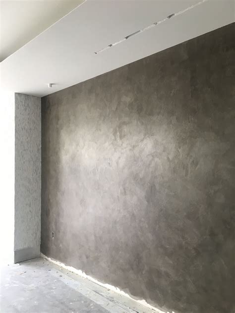 Grey Venetian Plaster with metallic top coat | Wallpaper design for bedroom, Faux walls ...